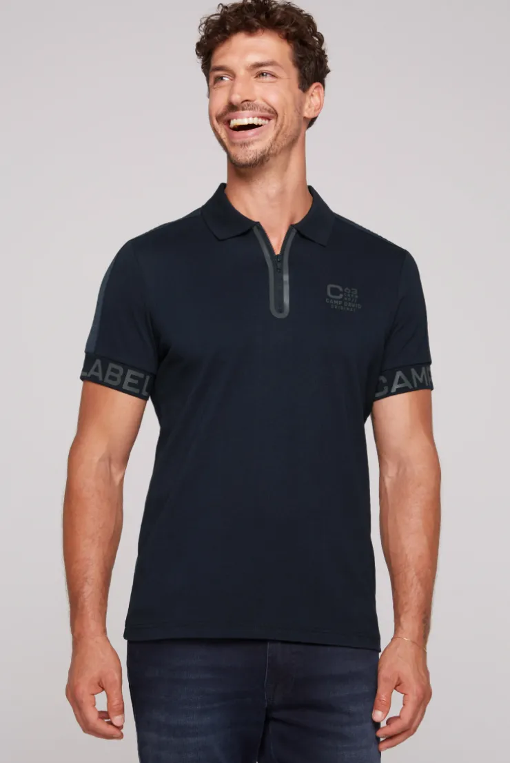 CAMP DAVID & SOCCX Kurzarmpolo mit Folienprints blue navy bluenavy Outlet
