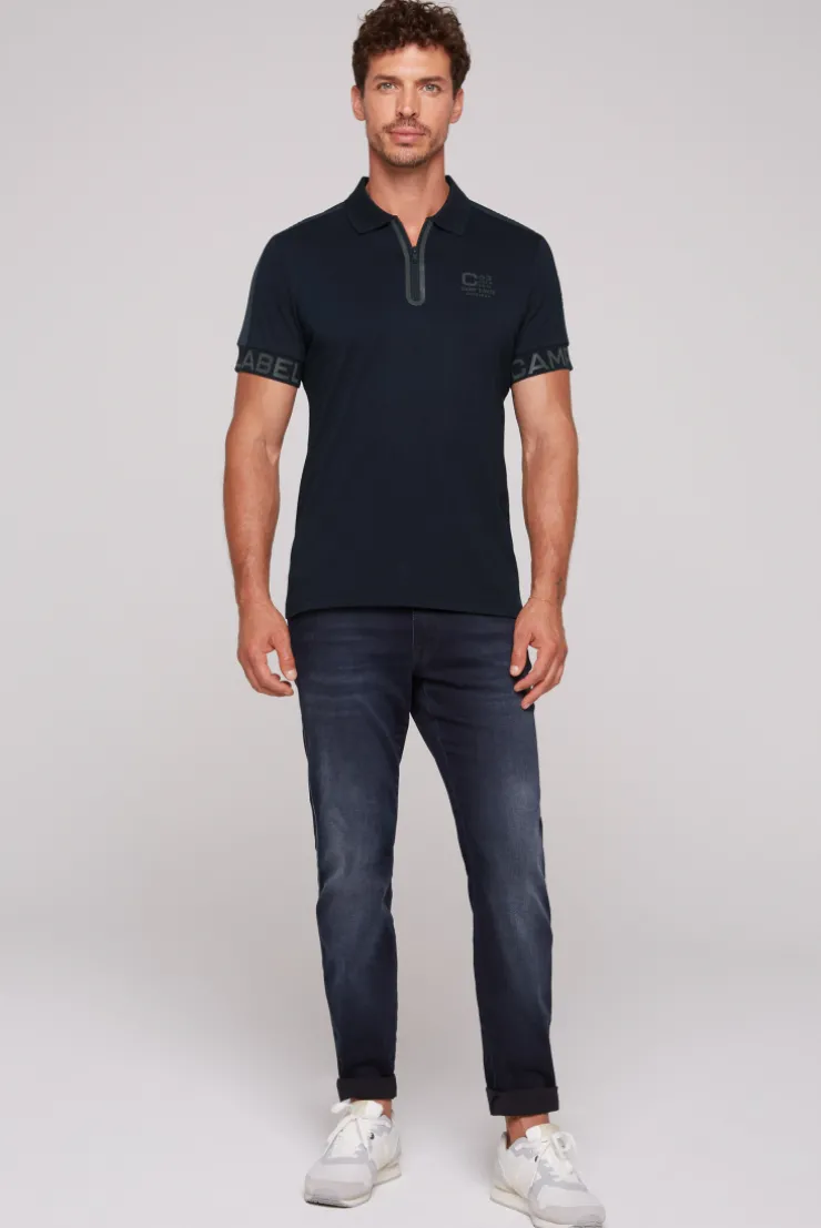 CAMP DAVID & SOCCX Kurzarmpolo mit Folienprints blue navy bluenavy Outlet