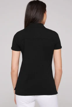 CAMP DAVID & SOCCX Kurzarmpolo mit Print und Pailletten black New