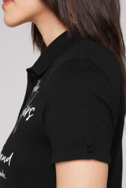 CAMP DAVID & SOCCX Kurzarmpolo mit Print und Pailletten black New