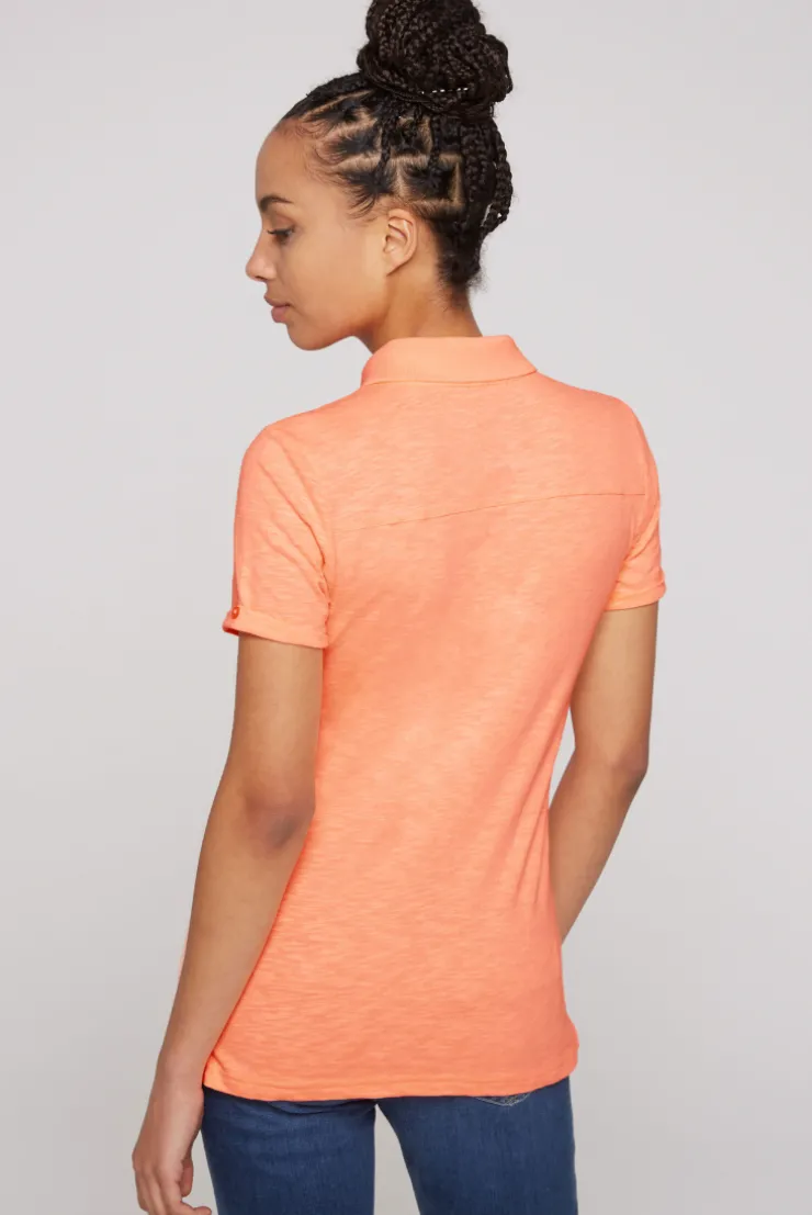 CAMP DAVID & SOCCX Kurzarmpolo mit Print und Pailletten neon orange neonorange Cheap