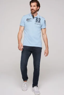 CAMP DAVID & SOCCX Kurzarmpolo Pikee mit Logo Artworks summer blue summerblue Online