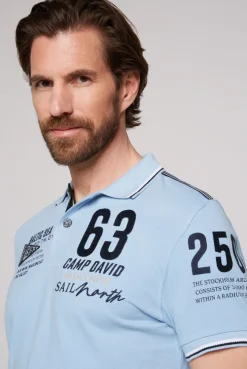 CAMP DAVID & SOCCX Kurzarmpolo Pikee mit Logo Artworks summer blue summerblue Online