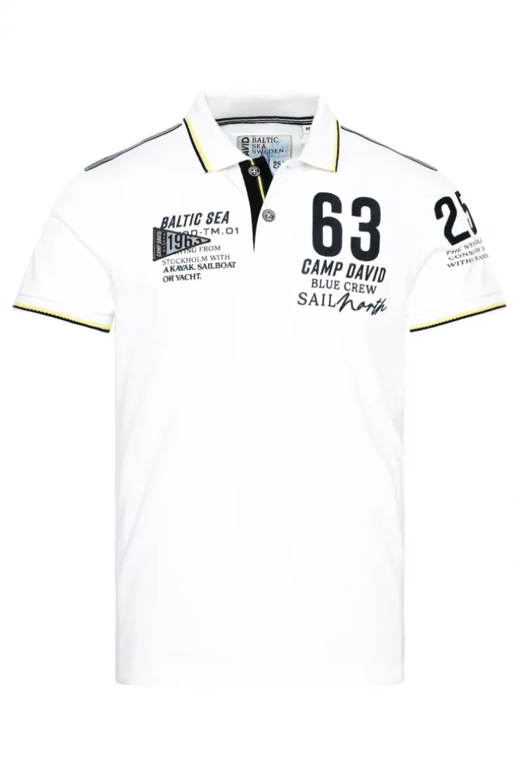 CAMP DAVID & SOCCX Kurzarmpolo Pikee mit Logo Artworks opticwhite Sale