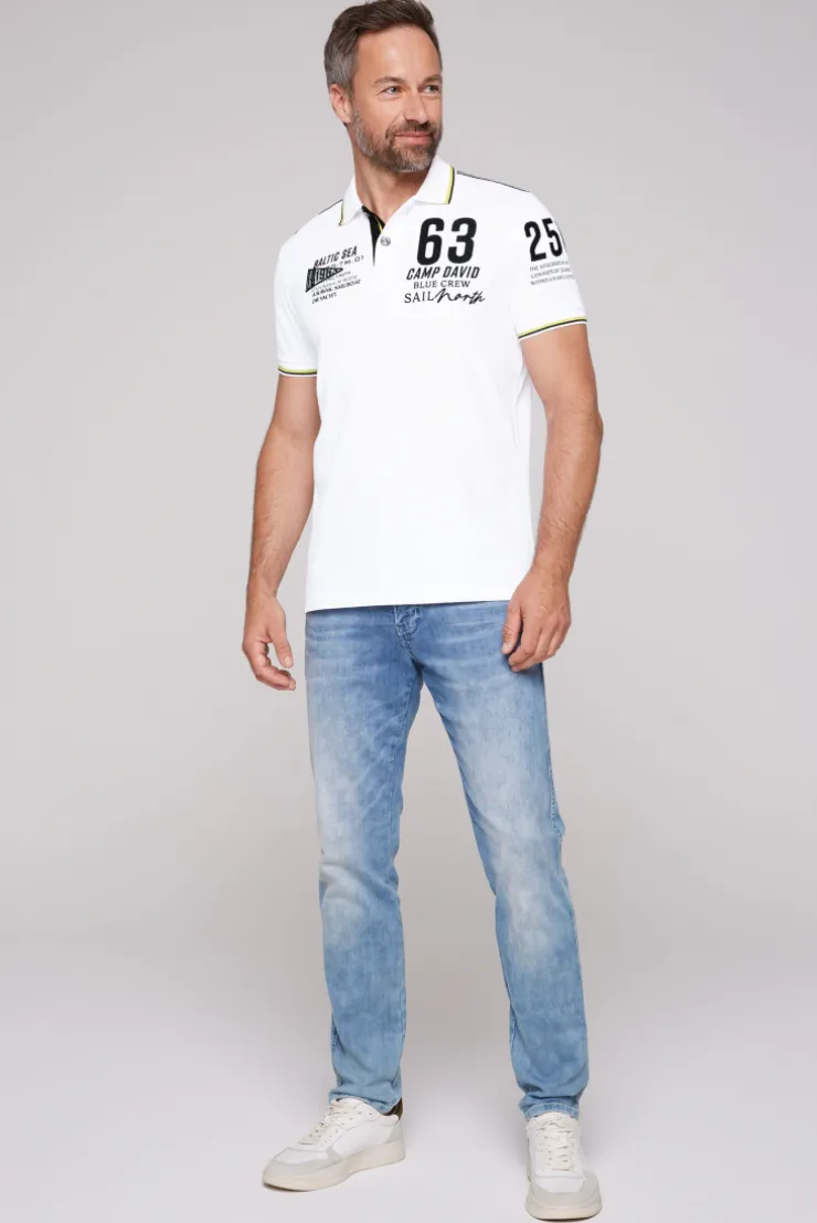 CAMP DAVID & SOCCX Kurzarmpolo Pikee mit Logo Artworks opticwhite Sale
