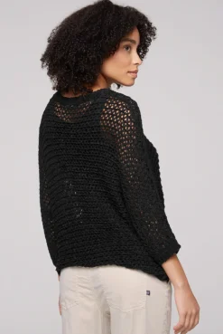 CAMP DAVID & SOCCX Kurzarm-Pullover aus Strukturgarn black Best