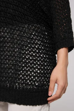 CAMP DAVID & SOCCX Kurzarm-Pullover aus Strukturgarn black Best
