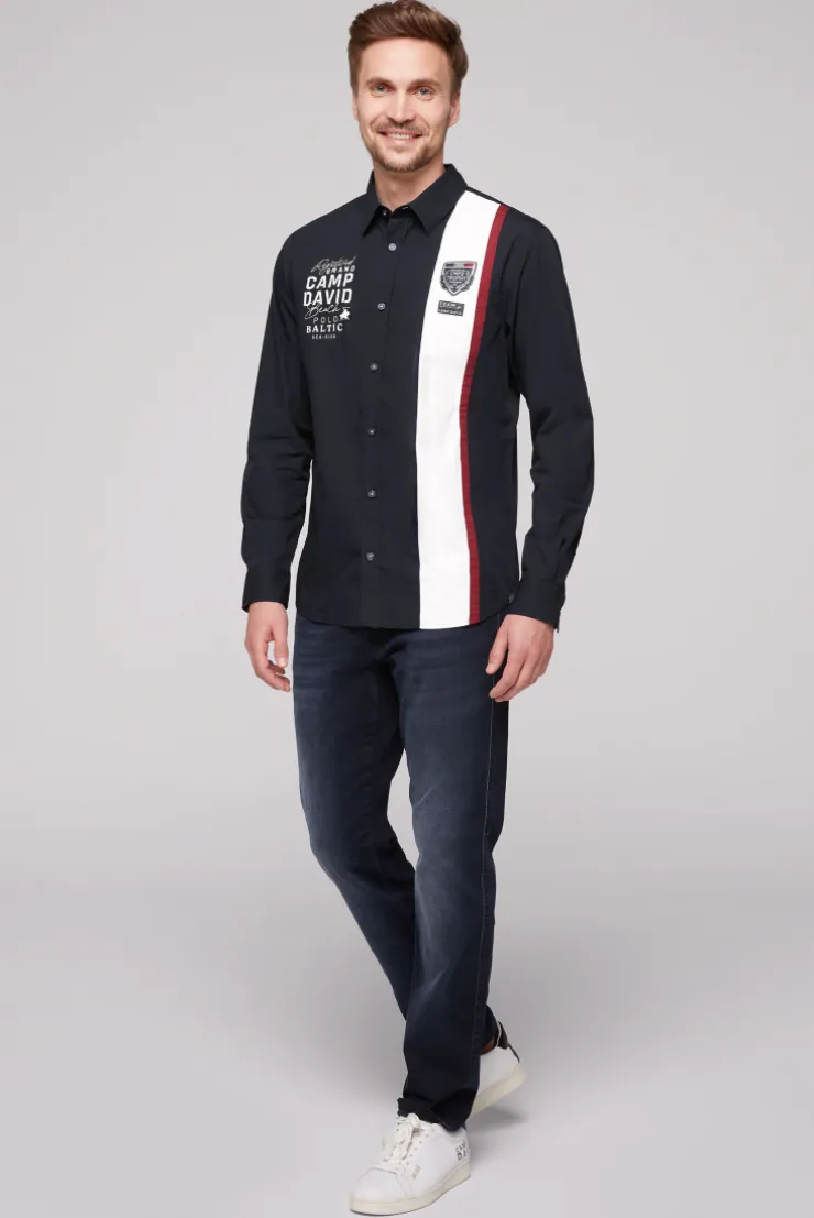 CAMP DAVID & SOCCX Langarmhemd mit Color-Blocking und Artworks blue navy bluenavy Best Sale