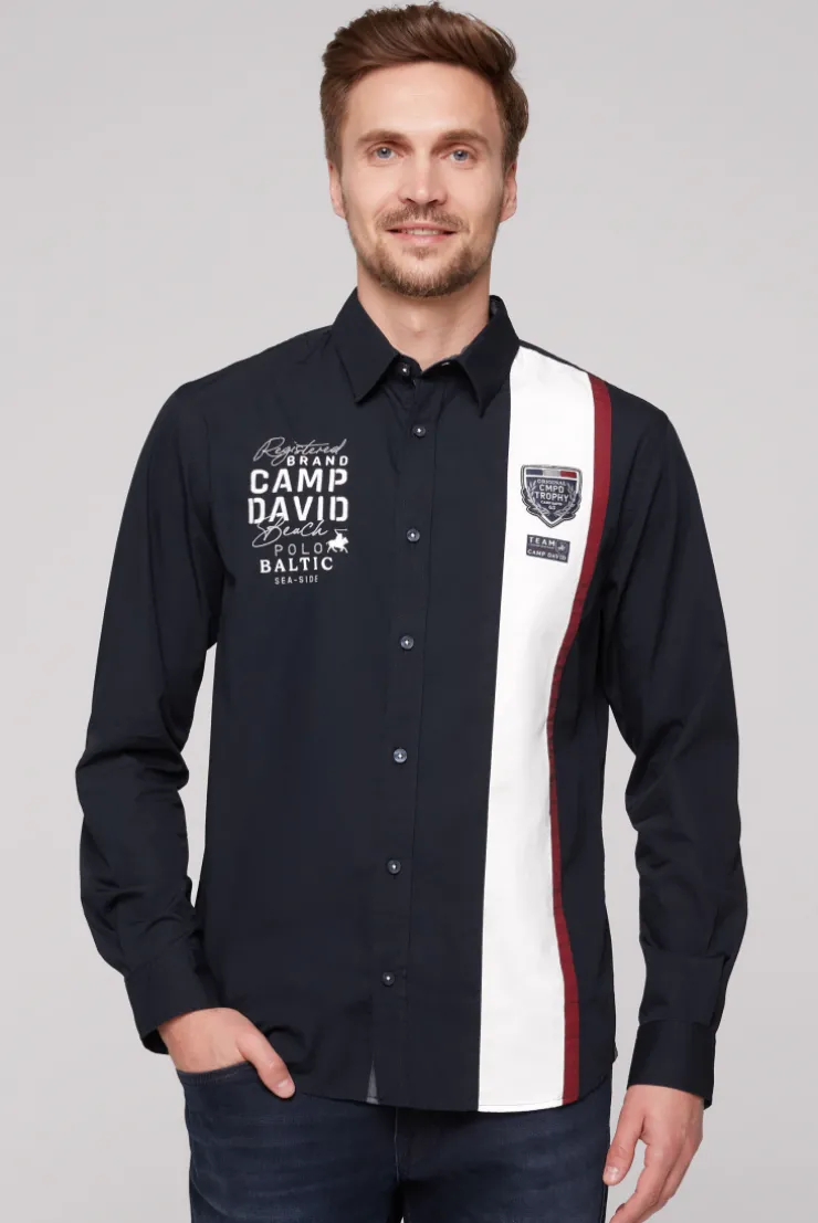 CAMP DAVID & SOCCX Langarmhemd mit Color-Blocking und Artworks blue navy bluenavy Cheap
