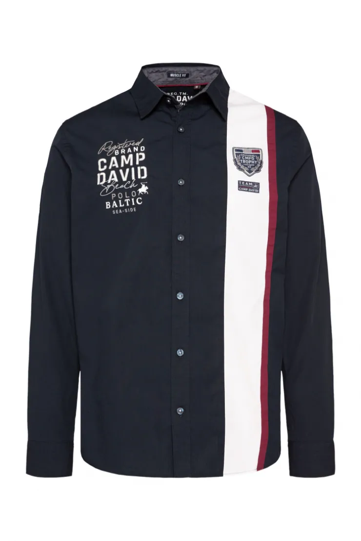 CAMP DAVID & SOCCX Langarmhemd mit Color-Blocking und Artworks blue navy bluenavy Cheap