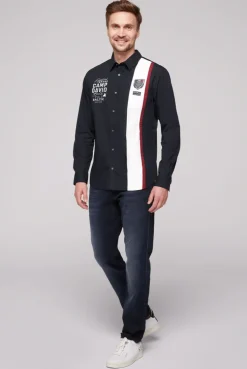 CAMP DAVID & SOCCX Langarmhemd mit Color-Blocking und Artworks blue navy bluenavy Cheap