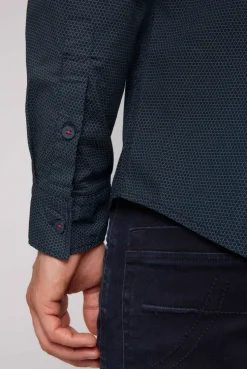 CAMP DAVID & SOCCX Langarmhemd mit filigranen All Over Print blue navy bluenavy Hot