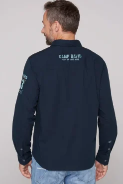 CAMP DAVID & SOCCX Langarmhemd mit Logo-Stickereien blue navy bluenavy Cheap