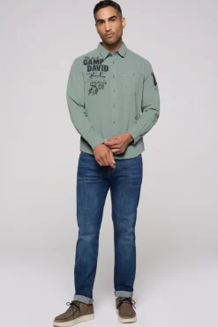 CAMP DAVID & SOCCX Langarmhemd mit Logo-Stickereien teal Shop