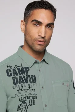 CAMP DAVID & SOCCX Langarmhemd mit Logo-Stickereien teal Outlet