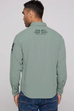 CAMP DAVID & SOCCX Langarmhemd mit Logo-Stickereien teal Outlet