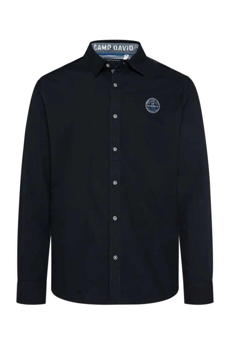 CAMP DAVID & SOCCX Langarmhemd mit Strukturstreifen blue navy bluenavy Store