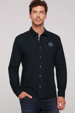 CAMP DAVID & SOCCX Langarmhemd mit Strukturstreifen blue navy bluenavy Store