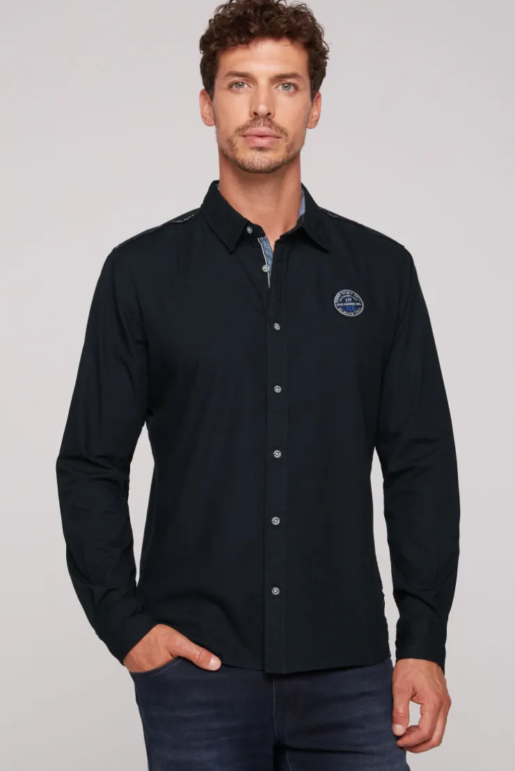 CAMP DAVID & SOCCX Langarmhemd mit Strukturstreifen blue navy bluenavy Store