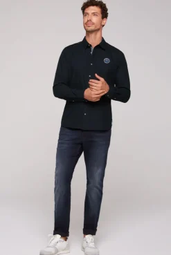 CAMP DAVID & SOCCX Langarmhemd mit Strukturstreifen blue navy bluenavy Store