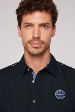 CAMP DAVID & SOCCX Langarmhemd mit Strukturstreifen blue navy bluenavy Store