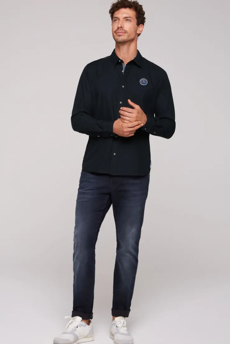 CAMP DAVID & SOCCX Langarmhemd mit Strukturstreifen blue navy bluenavy Fashion