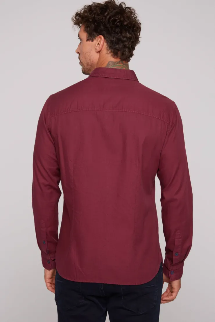CAMP DAVID & SOCCX Langarmhemd mit Webstruktur burgundy Online