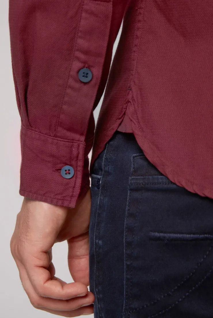 CAMP DAVID & SOCCX Langarmhemd mit Webstruktur burgundy Online
