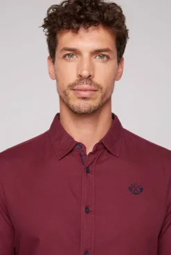 CAMP DAVID & SOCCX Langarmhemd mit Webstruktur burgundy Cheap