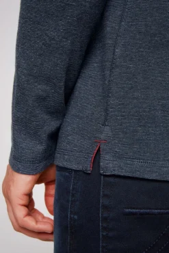 CAMP DAVID & SOCCX Langarmpolo mit feinem Streifen-Dessin blue navy bluenavy Fashion