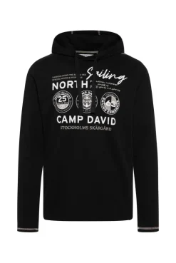 CAMP DAVID & SOCCX Langarmshirt mit Kapuze und Print black Flash Sale