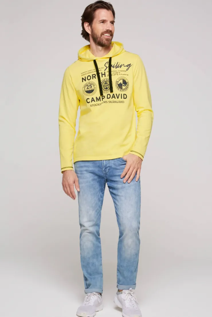 CAMP DAVID & SOCCX Langarmshirt mit Kapuze und Print light lime lightlime Outlet