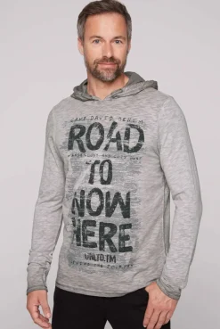 CAMP DAVID & SOCCX Langarmshirt mit Kapuze und Vintage Print | 4XL shadow Store