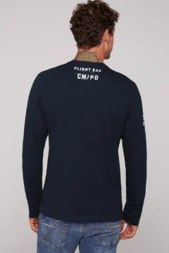 CAMP DAVID & SOCCX Langarmshirt mit Label-Applikationen blue navy bluenavy New