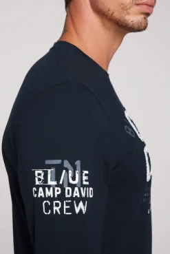 CAMP DAVID & SOCCX Langarmshirt mit Label-Applikationen blue navy bluenavy New