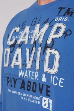 CAMP DAVID & SOCCX Langarmshirt mit Label-Applikationen strong blue strongblue Clearance