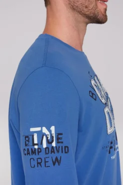 CAMP DAVID & SOCCX Langarmshirt mit Label-Applikationen strong blue strongblue Clearance