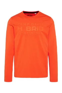 CAMP DAVID & SOCCX Langarmshirt mit Rubber Print signal orange signalorange Discount
