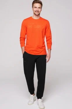 CAMP DAVID & SOCCX Langarmshirt mit Rubber Print signal orange signalorange Discount