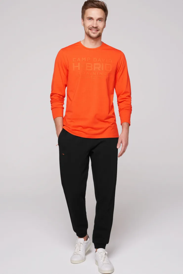CAMP DAVID & SOCCX Langarmshirt mit Rubber Print signal orange signalorange Discount