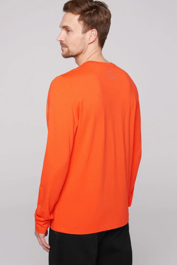 CAMP DAVID & SOCCX Langarmshirt mit Rubber Print signal orange signalorange Discount
