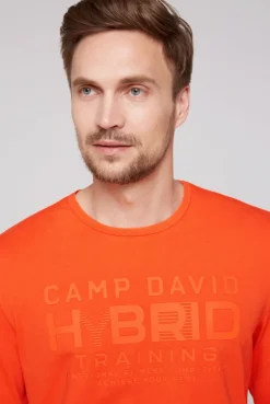 CAMP DAVID & SOCCX Langarmshirt mit Rubber Print signal orange signalorange Cheap
