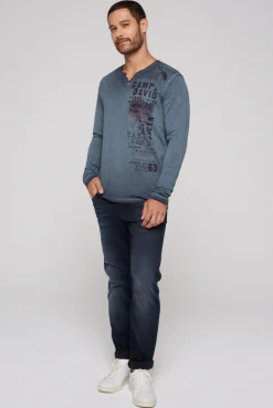 CAMP DAVID & SOCCX Langarmshirt mit Twill-Patches und Artworks blue navy bluenavy Clearance