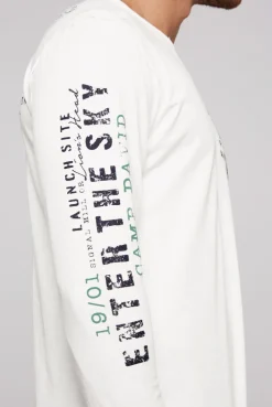 CAMP DAVID & SOCCX Langarmshirt mit Twill-Patches und Artworks ivory Clearance