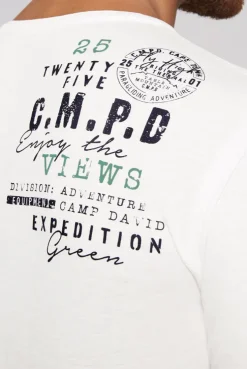 CAMP DAVID & SOCCX Langarmshirt mit Twill-Patches und Artworks ivory Clearance