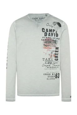 CAMP DAVID & SOCCX Langarmshirt mit Twill-Patches und Artworks teal Best