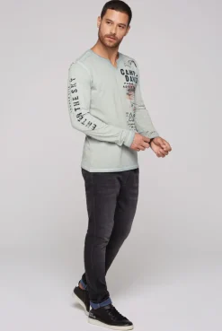 CAMP DAVID & SOCCX Langarmshirt mit Twill-Patches und Artworks teal Best