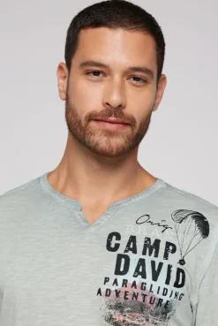 CAMP DAVID & SOCCX Langarmshirt mit Twill-Patches und Artworks teal Best