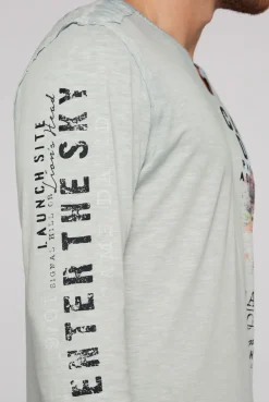 CAMP DAVID & SOCCX Langarmshirt mit Twill-Patches und Artworks teal Best