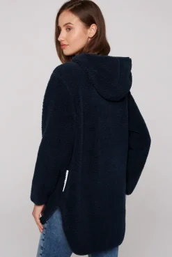 CAMP DAVID & SOCCX Lange Kapuzenjacke aus Teddyplüsch blue navy bluenavy Hot